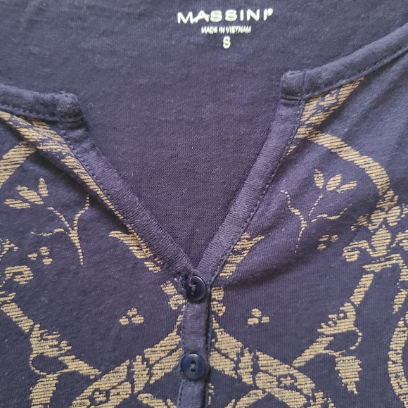 Massini Navy Blue Patterned Women's Top - Picture 2 of 4